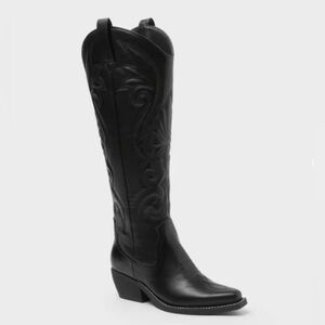 Wild Fable Women’s Kenzie Tall Western Boots with Memory Foam Insole Jet Black 9